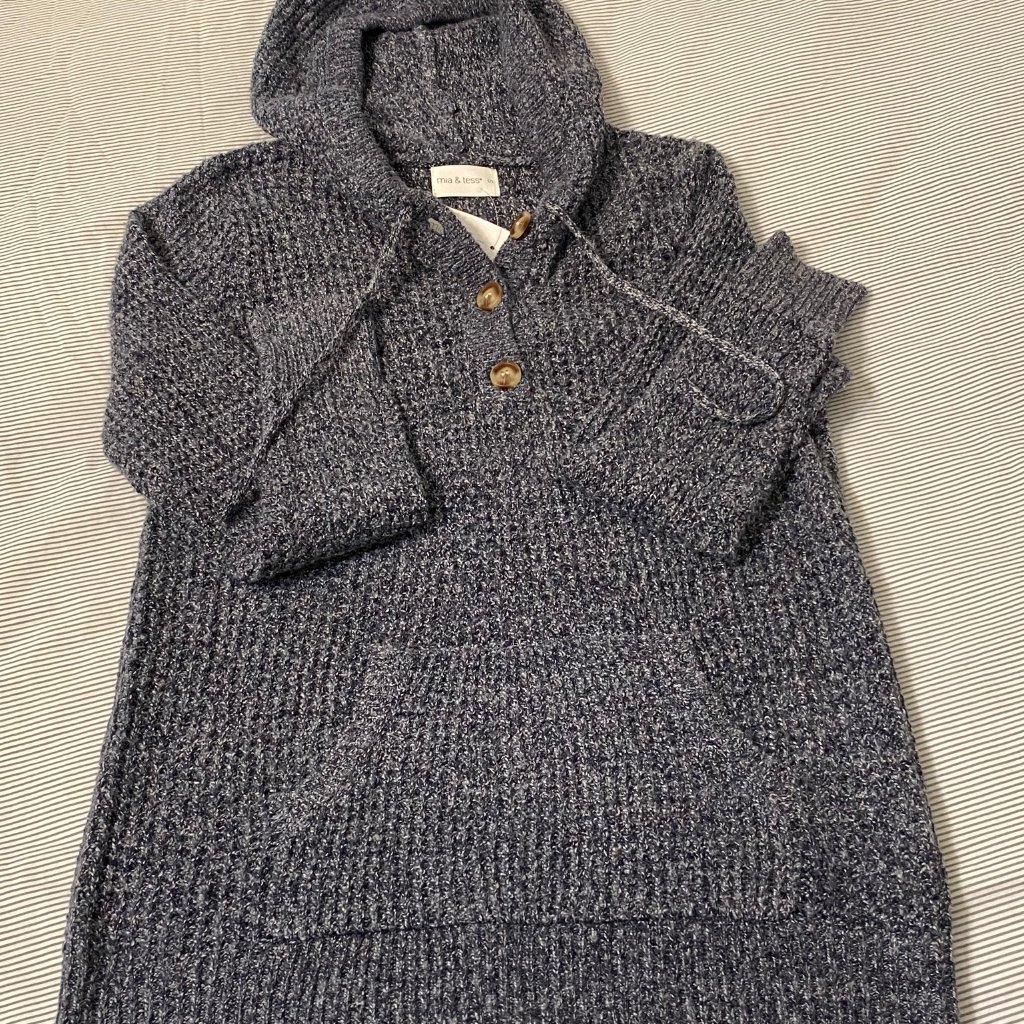 Nwt Mia & Tess Navy Heather Hooded Sweatshirt Size Small
